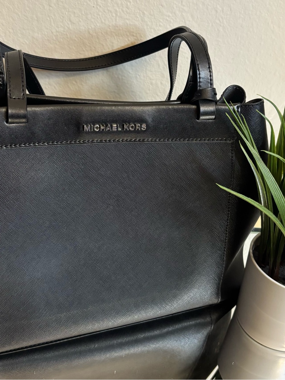 Michael Kors Black Leather Structured Tote